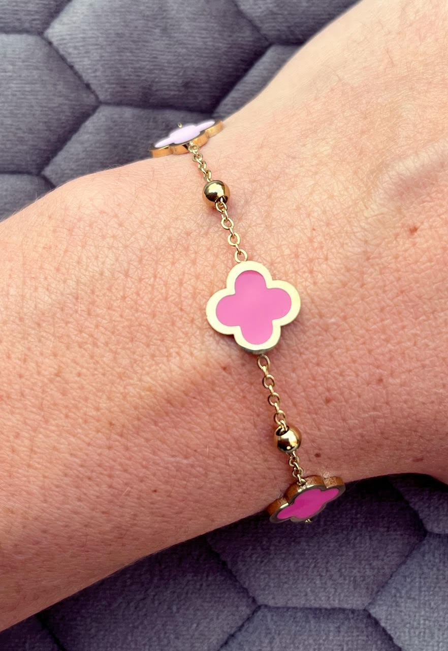Armband - Klaver Pink